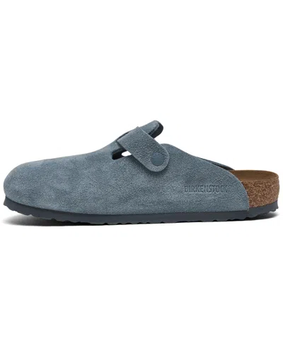 Shop Birkenstock Men's Boston Soft Footbed Suede Leather Clogs From Finish Line In Blue