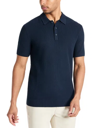 Shop Kenneth Cole Men's Lightweight Knit Polo In Navy