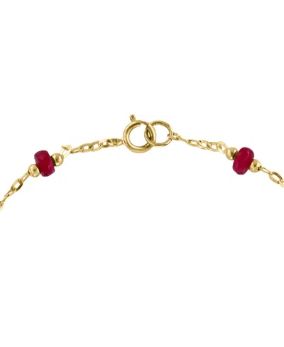 Shop Effy Collection Effy Freshwater Pearl (8mm) & Ruby (2-5/8 Ct. T.w.) Chain Bracelet In 14k Gold In Yellow Gol