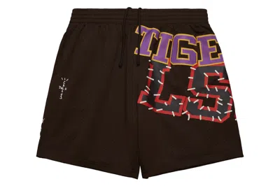 Pre-owned Travis Scott X Mitchell & Ness Lsu Tigers Basketball Shorts Brown