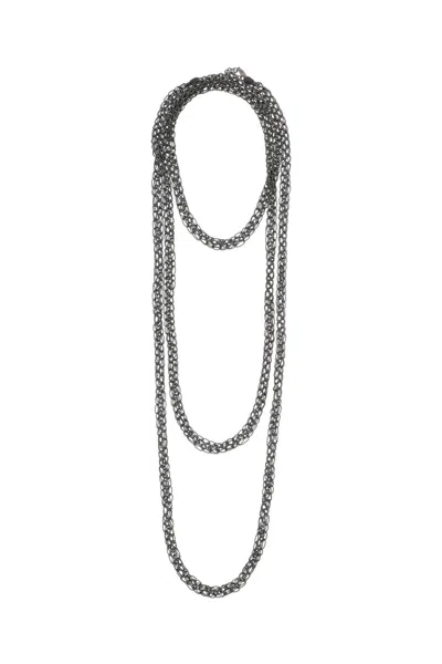 Shop Brunello Cucinelli Precious Loops Necklace In Grey