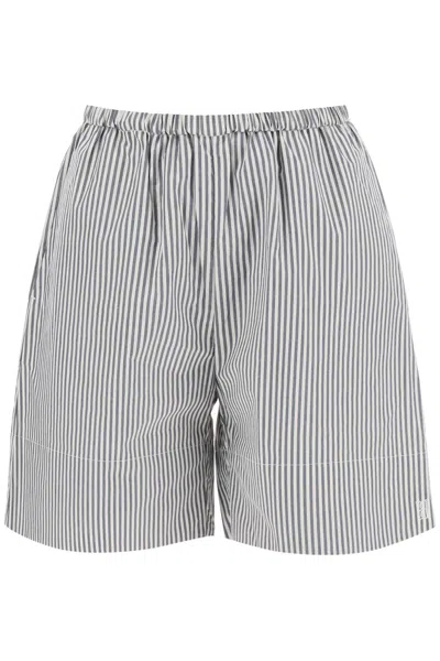 Shop By Malene Birger "striped Siona Organic Cotton Shorts" In Mixed Colours