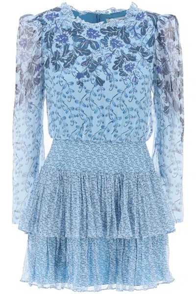 Shop Saloni "mini Chiffon Dress Ava B In In Light Blue