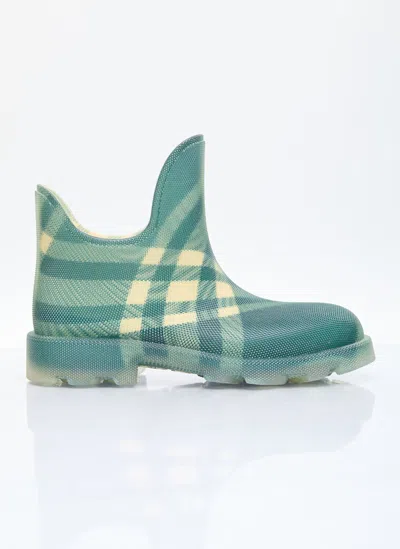 Shop Burberry Check Rubber Mash Low Boots In Green