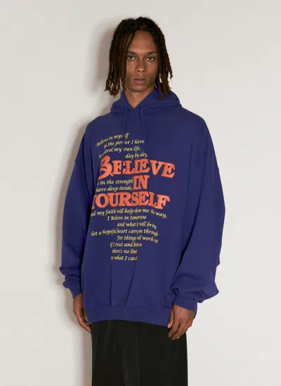Shop Vetements Believe In Yourself Hooded Sweatshirt In Blue