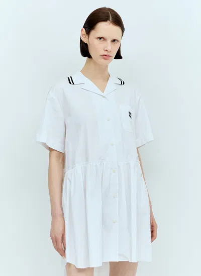 Shop Miu Miu Poplin Mini Dress In White