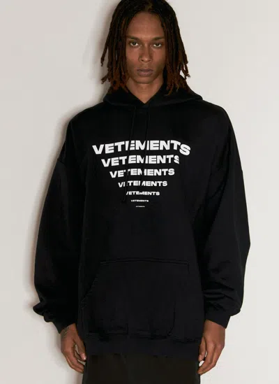 Shop Vetements Pyramid Logo Hooded Sweatshirt In Black