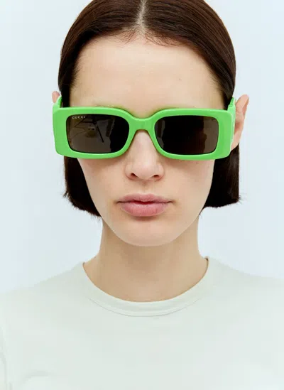 Shop Gucci Chaise Longue Sunglasses In Green