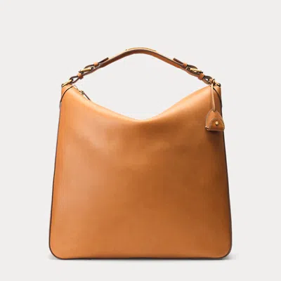 Shop Ralph Lauren Purple Label Bedford Calfskin Shoulder Bag In Gold