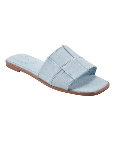 Shop Bandolino Women's Vanelli Square Toe Casual Flat Sandals In Light Blue
