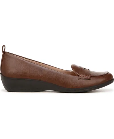 Shop Lifestride Ivonne Slip On Loafers In Black Faux Leather