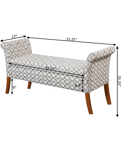 Convenience Concepts 51.25" Print Fabric Garbo Storage Bench In Ribbon Pattern Fabric