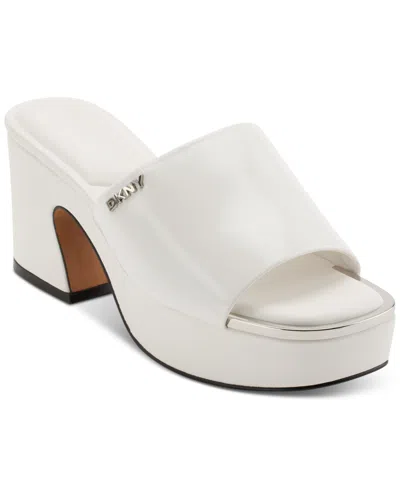 Shop Dkny Women's Desirae Slip-on Espadrille Platform Sandals In Bright White