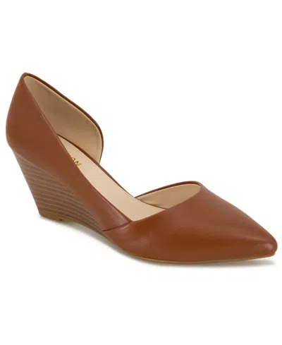 Shop Kenneth Cole Reaction Women's Eltinn D'orsay Wedge Pumps In Luggage - Manmade