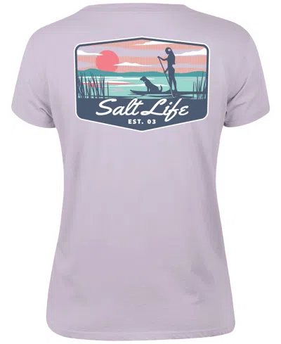 Shop Salt Life Women's Doggy Days Cotton Short-sleeve T-shirt In Lilac