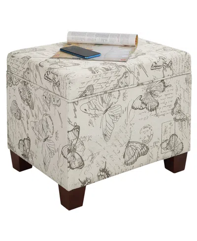 Convenience Concepts 21.75" Canvas Fabric Madison Storage Ottoman In Butterfly Fabric