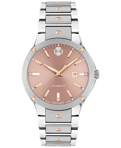 Shop Movado Women's Swiss Automatic Se Diamond Accent Stainless Steel Bracelet Watch 33mm In Two-tone