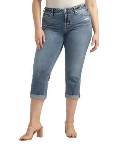 Shop Silver Jeans Co. Plus Size Suki Mid Rise Curvy Fit Capri Jeans In Indigo