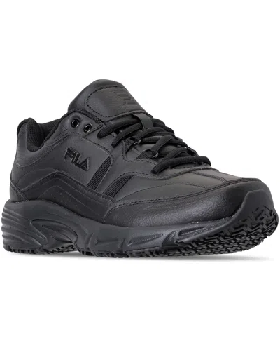 Shop Fila Men's Workshift Memory Foam Slip-resistant Casual Work Sneakers From Finish Line In Black