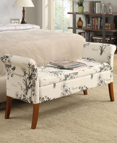 Convenience Concepts 51.25" Print Canvas Garbo Storage Bench In Botanical Print Canvas