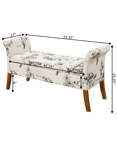 Convenience Concepts 51.25" Print Canvas Garbo Storage Bench In Botanical Print Canvas