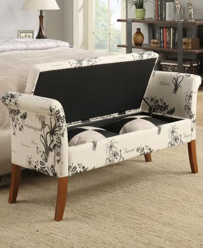 Convenience Concepts 51.25" Print Canvas Garbo Storage Bench In Botanical Print Canvas