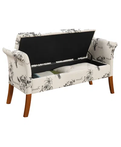 Convenience Concepts 51.25" Print Canvas Garbo Storage Bench In Botanical Print Canvas