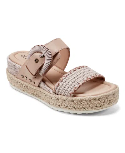 Shop Earth Women's Colla Open Toe Casual Platform Wedge Sandals In Light Pink,light Natural