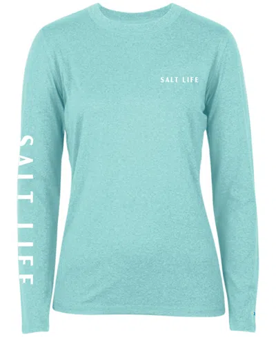 Shop Salt Life Women's Jungle Breeze Long-sleeve Performance T-shirt In Light Aruba Heather