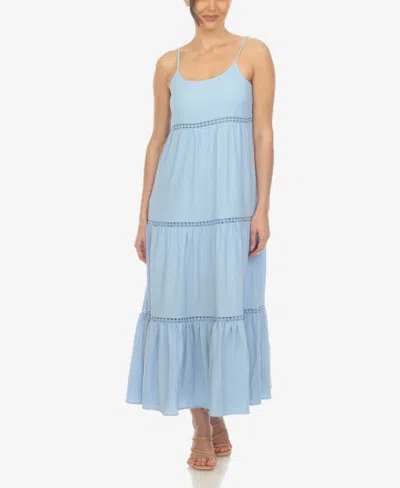 Shop White Mark Women's Scoop Neck Tiered Maxi Dress In Light Blue
