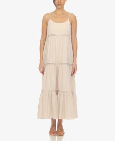Shop White Mark Women's Scoop Neck Tiered Maxi Dress In Beige
