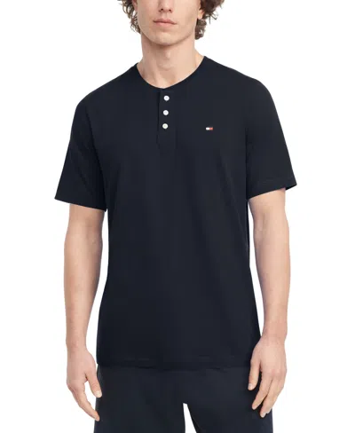 Tommy Hilfiger Men's Short Sleeve Solid Henley In Navy