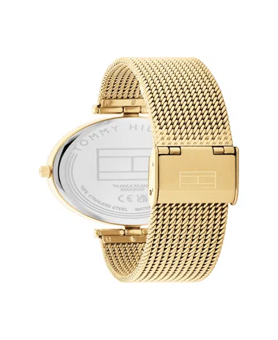 Shop Tommy Hilfiger Women's Quartz Gold-tone Stainless Steel Mesh Watch 34mm In Green