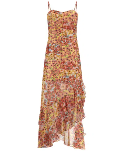Shop Guess Women's Juliana Ruffled Maxi Dress In Botanical Sunrays Print