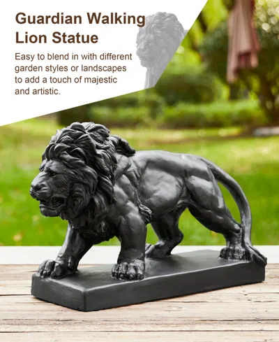 Shop Glitzhome Set Of 2 Black Walking Lion Garden Statue