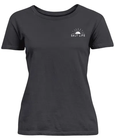 Shop Salt Life Women's The Peak Cotton Short-sleeve T-shirt In Ebony