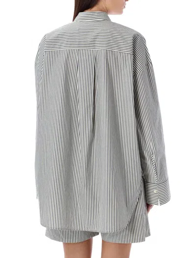 Shop By Malene Birger Derris Striped Shirt In Navy Stripes