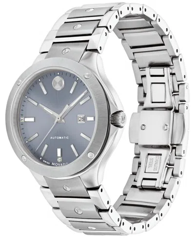 Shop Movado Women's Swiss Automatic Se Diamond Accent Stainless Steel Bracelet Watch 33mm In Silver-tone