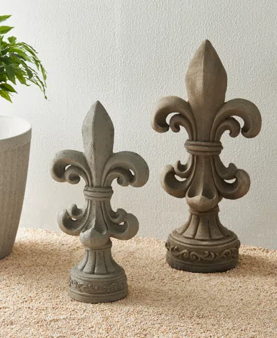 Glitzhome Standing Fleur De Lis Garden Statue In Multi