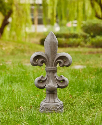 Glitzhome Standing Fleur De Lis Garden Statue In Multi