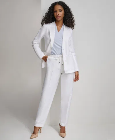 Shop Calvin Klein Women's Straight-leg Pull-on Drawstring Pants In White
