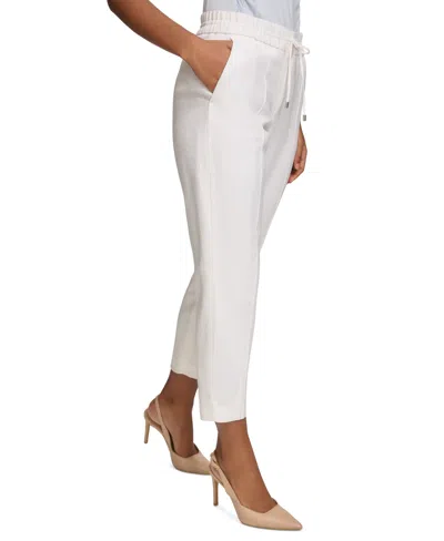 Shop Calvin Klein Women's Straight-leg Pull-on Drawstring Pants In White