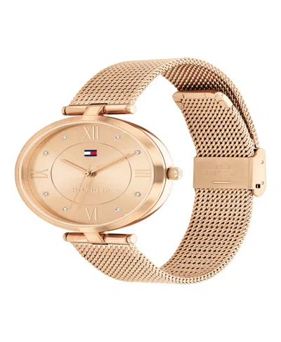 Tommy Hilfiger Women's Quartz Rose Gold-tone Stainless Steel Mesh Watch 34mm In Rose Gold