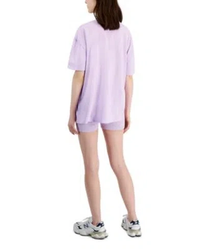 Shop Grayson Threads, The Label Tai Apparel Juniors Eternal Good Graphic Print Crewneck Tee Pull On Bike Shorts In Purple