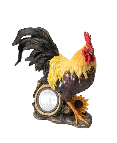 Shop Glitzhome Resin Solar Powered Vibrant Rooster Garden Statue In Multi
