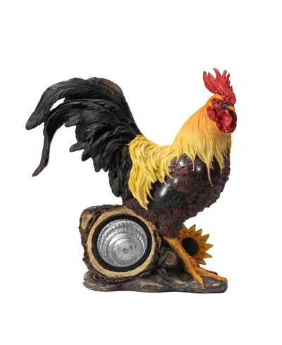 Shop Glitzhome Resin Solar Powered Vibrant Rooster Garden Statue In Multi