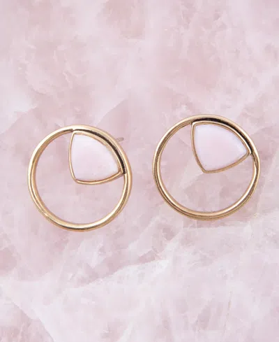 Barse Circle Genuine Pink Opal Triangle Stud Earrings In Pink