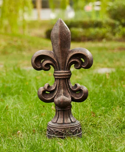 Shop Glitzhome Bronze Standing Fleur De Lis Garden Statue