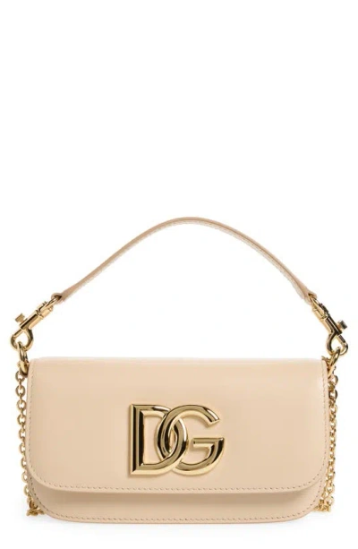 Shop Dolce & Gabbana 3.5 Leather Top Handle Bag In Light Pastel Beige