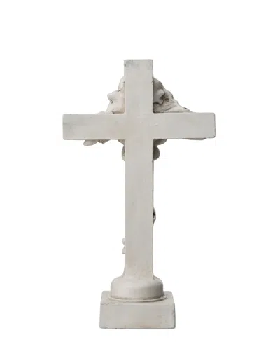 Glitzhome Holy Cross With Lily Garden Statue In White